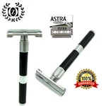 Deluxe Long Handle Butterfly Opening Double Edge Safety Razor + 5 Shaving Blades. Fixed Price $12.99.