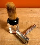 Vintage Gillette Razor & Ever-ready Badger Shaving Brush Usa Set. Fixed Price $28.50.