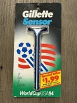 Brand New - Rare Gillette Sensor World Cup Usa 1994 Blue White Metal Razor. Fixed Price $65.00.