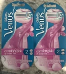 (2)GILLETTE Venus Comfortglide White Tea Razor Handle + Cartridges. Fixed Price $16.99.