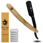 Wood Handle Barber Men Straight Edge Shaving Razor Folding Knife & 10 Blades. Fixed Price $8.99.