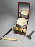 Folding Travel Shaving Kit Erskine Brush Gillette Fh Loeffler Flower City Razor. Fixed Price $26.99.