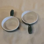 Emile Henry France CM3 10 Green Ceramic Handled Bowls Set Of 2, Glossy, Round. Fixed Price $40.00.