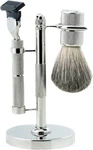 Fusion Razor & Pure Badger Brush Diamond Cut Design Chrome Stand, Grey. Fixed Price $29.99.