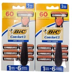 Bic Hybrid 3 Razor Comfort Men W/ 6 Cartridges ( 2 Sets ). Fixed Price $20.79.
