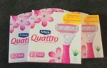 3 Boxes Schick Quattro Ultra Smooth Razor Blade Refills Aloe Vit. E, Ct (I10). Fixed Price $63.00.