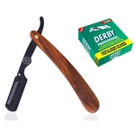 100 Blades + Wood Handle Straight Edge Barber Hair Shaving Razor By Xpersis. Fixed Price $11.98.