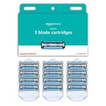 Amazon Basics 3-BLADE Razor Refills For Men With Dual Lubrication, 12 Cartridges. Fixed Price $16.41.