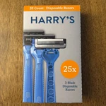Harry's 25 Count 3 Blade Disposable Razors -lubricating Strip, Pivoting Head. Fixed Price $19.95.