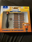 Bic Comfort 3 Refillable Blades Razor Handle + 16 Cartridges Unisex Nib. Fixed Price $22.17.