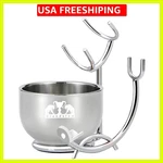 Razor & Brush Stand With Double Stainless Steel Bowl Set For Shave Soap, Safe.... Fixed Price $27.89.