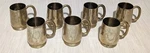 7 X Vintage India Brass Engrave Handled Mug Cup By Mjk Handicrafts 4 1/2". Fixed Price $28.00.