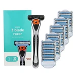 3-BLADE Motion Sphere Razor For Men With Dual Lubrication, Handle & 20 Cartridge. Fixed Price $21.00.