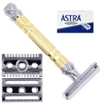 Parker 69CR - Open & Closed Safety Razor Brass 5 Astra Blades Shaver. Fixed Price $59.85.