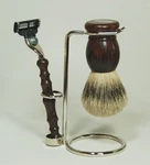 Hans Baier Germany - Shaving Set Rosewood Brush Badger Silvertip Razor. Fixed Price $156.63.