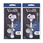 Gillette, Venus, Deluxe Smooth Platinum, 1 Razor, Cartridges (lot Of 2). Fixed Price $29.99.