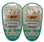Lot Of 2 Women Bic Easy Rinse Anti-clog 4 Blade Razors 1 Handle 3 Refills/pk. Fixed Price $12.77.