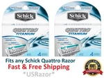 8 Schick Quattro Titanium Blades Cartridge Refills Fit Power Shaver Razor Quatro. Fixed Price $17.99.
