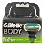 Gillette Body Razor Blade Refills, Shower Safe, 4 Cartridges. Fixed Price $10.75.