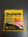 Schick Super Ii. Package Of Razor BLADES.10 Cartridges For Atra, Trac Ii,. Fixed Price $8.99.