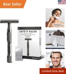Gun Black Safety Razor, Single Blade Razors For Men, With 10 Platinum Coated Sta. Fixed Price $19.66.