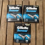 Vintage (30) Gillette Sensor Twin Blade Cartridges Three Sealed 10 Packs. Fixed Price $195.00.