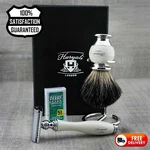 Mens Shaving Set Badger Hair Brush With Stand& Double Edge Safety Razor. Fixed Price $64.99.