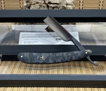 Boker Solingen Germany Black Amboina Wood 6/8 Square Point Carbon Straight Razor. Fixed Price $424.15.