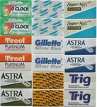 18 Feather 7 O'clock Astra Bic Silver Blue Trig Super-max Blade Sampler. Fixed Price $10.29.