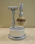 Merkur Vision 2000 Safety (4-PIECE Set) Razor, Brush, Stand, & Bowl. Fixed Price $579.00.