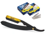 Cs Golden Head Finish Professional Barber Straight Edge Razor + 200 Lord Blades. Fixed Price $14.25.