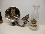 Antique Kerosene Wall Sconce Complete With Reflector Shabby Chippy Paint Ca 1870. Fixed Price $99.99.