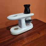Satin Snow White Ceramic Shaving Brush Razor Stand Made. Fixed Price $34.95.
