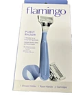 Flamingo Pubic Women's Razor - 1 Handle + 2 Blade Cartridges. Fixed Price $12.00.
