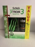 Schick XTREME3 Sensitive Disposable Razors - 8 Count With Edge 7OZ Shave Gel. Fixed Price $9.00.