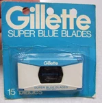 Vintage Gillette 15 Super Blue Blades Dispenser On Card Nos. Fixed Price $23.75.