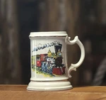 1950S Mustache Mug With Train - Vintage Porcelain Gold Trim By Enesco. Fixed Price $14.24.