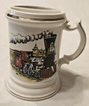Vintage Mustache Coffee Tea Cup Mug W/ Train Engine Design & Gold Trim Excellent. Fixed Price $9.95.