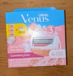 Gillette Venus Comfort-glide Razor Refill Cartridges 4 Blade 3 White Tea, 1 Olay. Fixed Price $18.99.