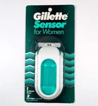 Vtg 1992 Gillette Sensor For Women Refillable Razor + Cartridges Green Sealed. Fixed Price $29.99.