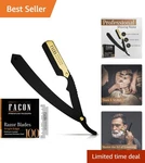 Fac Stainless Steel Straight Razor Kit - Smooth Shave & 100 Blades Included. Fixed Price $17.99.