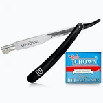 Professional Barber Hair Shaving Razor Straight Edge Folding Knife + 100 Blades. Fixed Price $8.95.