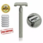 New 4" Long Handle Men Butterfly Open Double Edge Safety Razor + 5 Shaving Blade. Fixed Price $11.99.