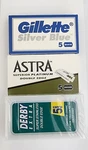 15 Double Edge Razor Blade Sampler Pack - Gillette Silver Blue, Astra, Derby. Fixed Price $8.49.
