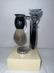 The Art Of Shaving Classic Resin Razor & Nickel Stand W/ Pure Badger Brush. Fixed Price $254.98.