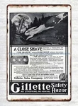 Display Plaque 1906 Close Shave Gillette Safety Razor Ads Tin Sign. Fixed Price $19.51.