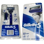 GILLETTE5 Aqua-grip Razor Handle 2 Cartridges Blade Men Shaving Kit. Fixed Price $5.94.