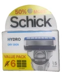 Schick Hydro Dry Skin 5 Blade Razor Refills Value Pack 6 Cartridges. Fixed Price $12.00.