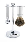 Edwin Jagger 3 Piece De Shaving Set, Razor, Stand & Brush. Fixed Price $129.00.