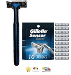 Original Gillette Sensor Razor Metal Shaver Handle 93 Usa 10 Excel Refill Blades. Fixed Price $49.99.
